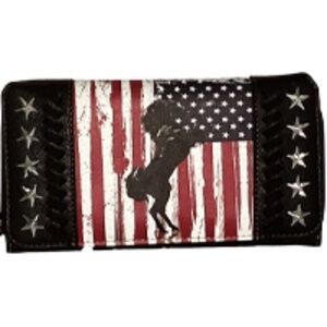Horse Gifts for Women American Flag Wallet Clutch Western Cowgirl Trifold